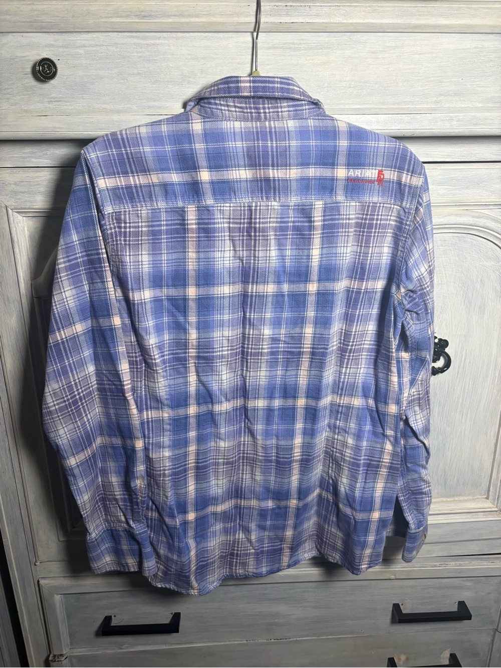 Women’s Ariat Fire Resistant Button Up Plaid Work Shirt Western Workwear Heavy - Picture 6 of 7